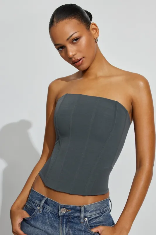 Mesh Longline Tube Corset - Garage - Greys - Women Clothing made by Garage