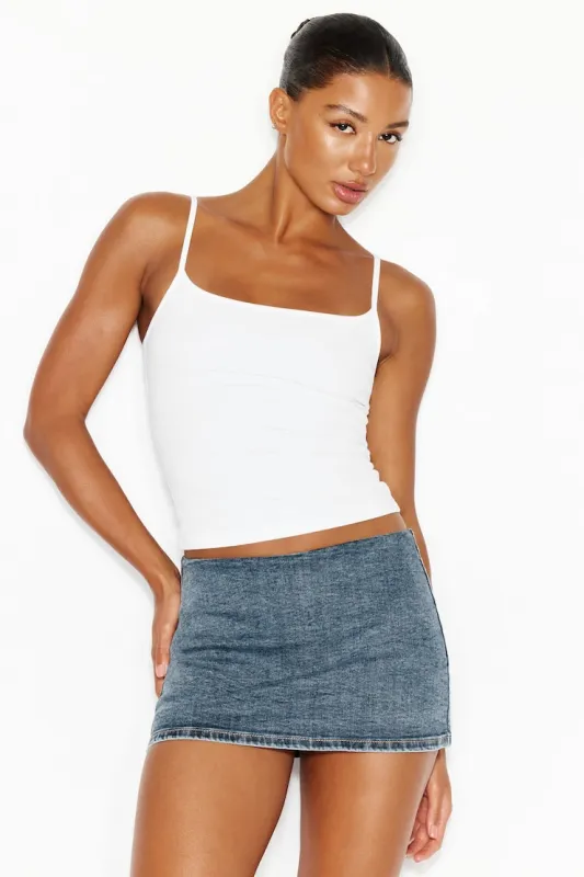 Low Rise Bodycon Denim Skort - Garage - Blue - Women Clothing made by Garage