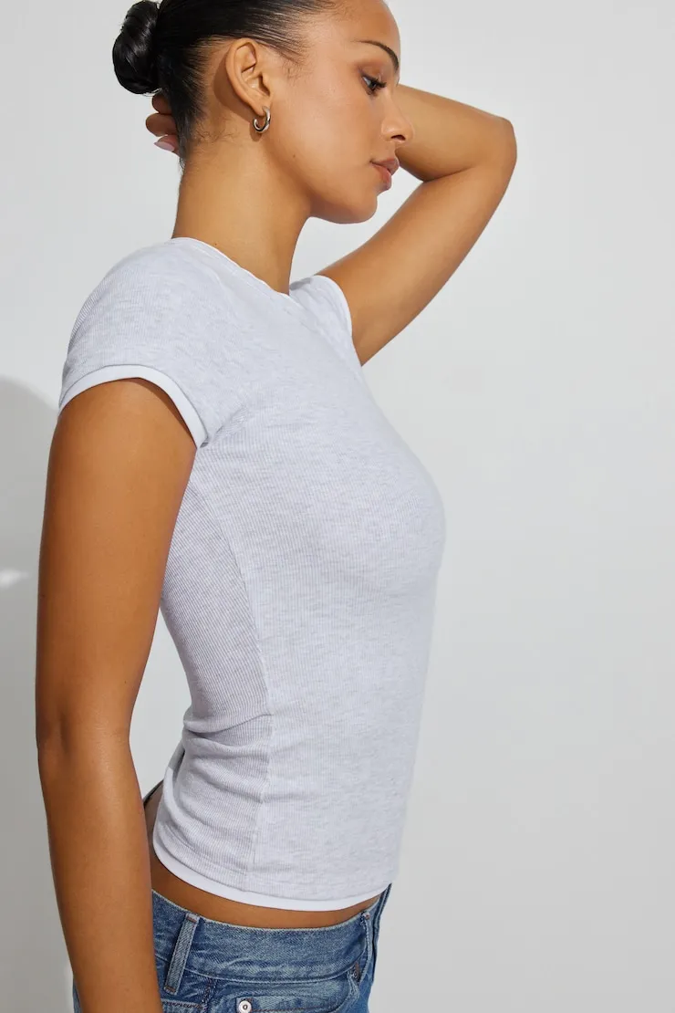 Ribbed Double Layer T-Shirt - Garage - Greys - Women Clothing sold by Garage product image thumbnail 2