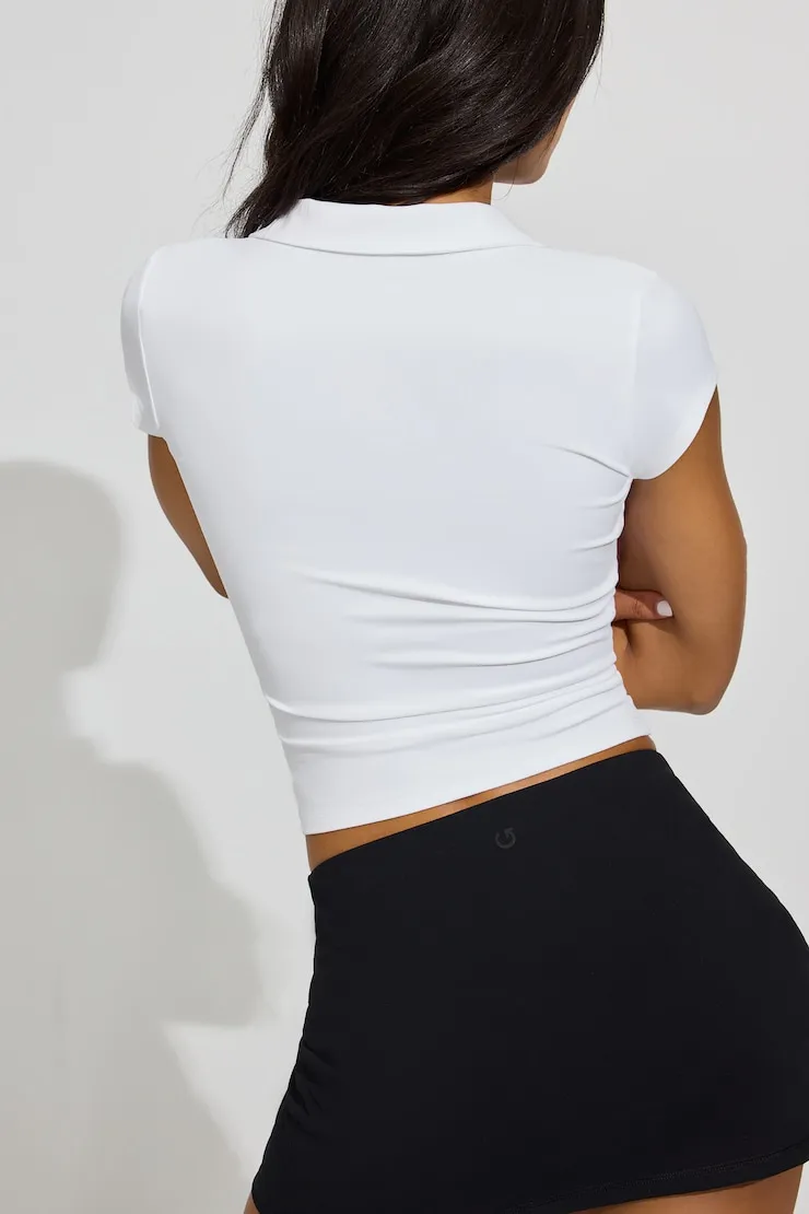 Sleek Short Sleeve Polo Top - Garage - White - Women Clothing sold by Garage product image thumbnail 4