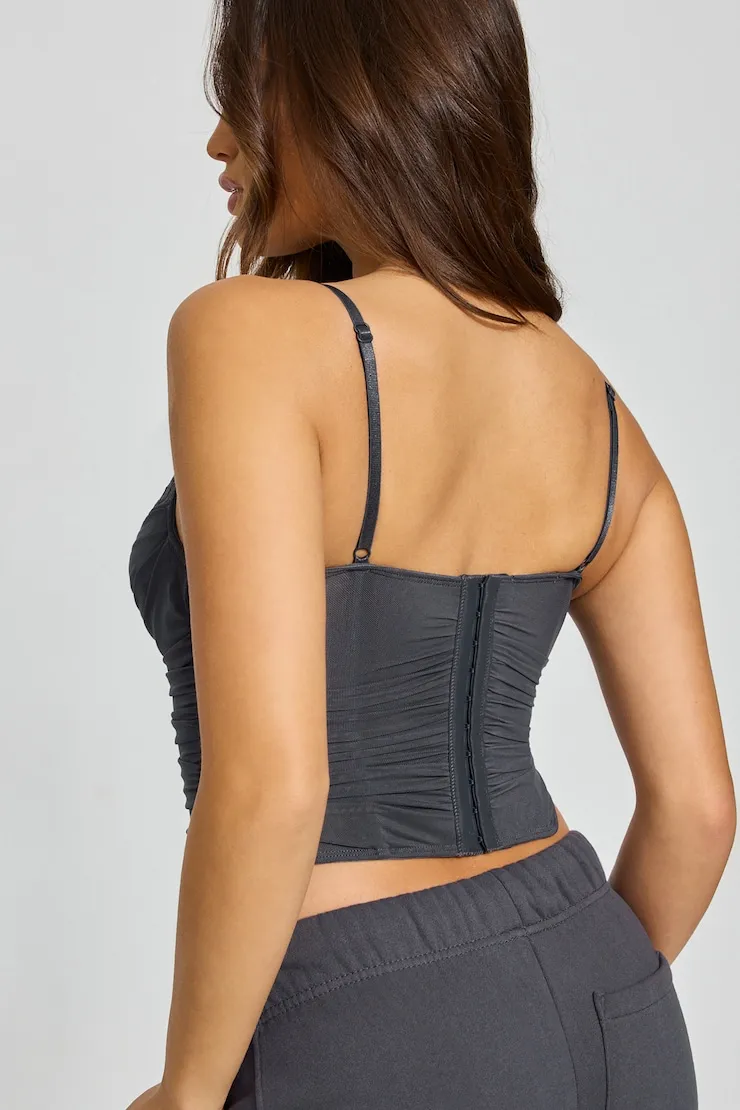 Ally Mesh Peekaboo Bustier - Garage - Greys - Women Clothing sold by Garage product image thumbnail 3