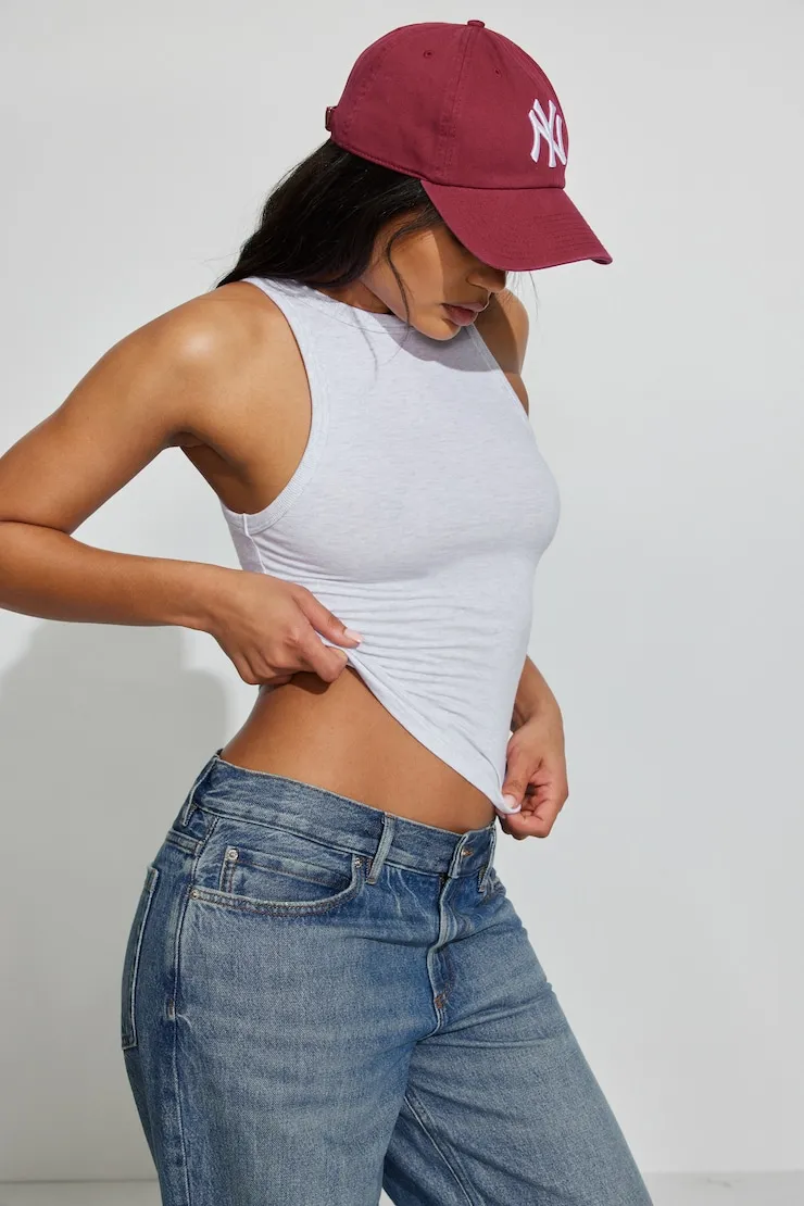 High Neck Cotton Tank Top - Garage - Greys - Women Clothing sold by Garage