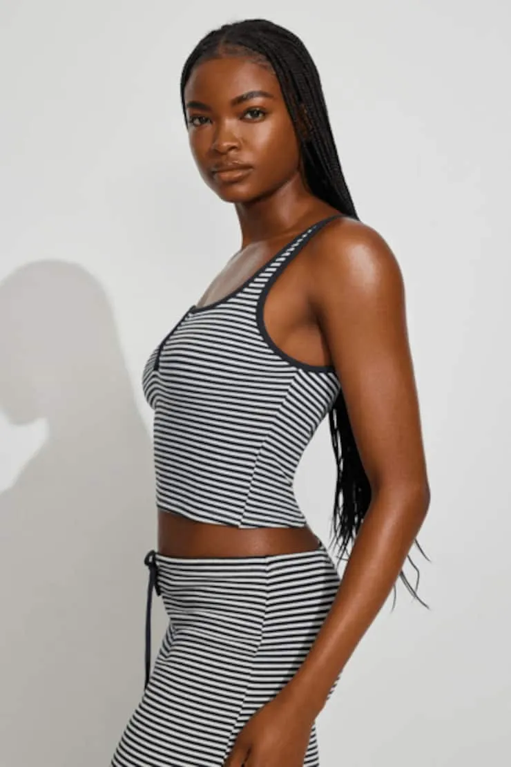 Waffle Henley Tank Top - Garage - Navy - Women Clothing sold by Garage product image thumbnail 2