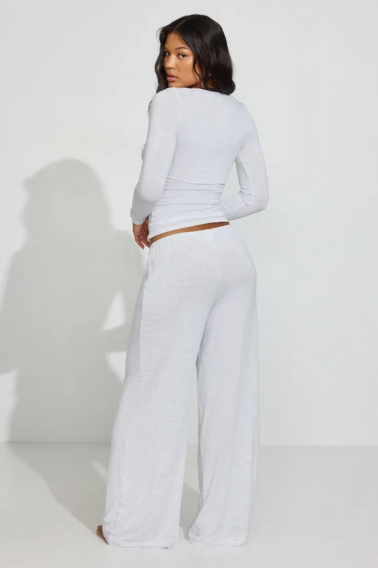 Sheer Ribbed Slouchy Pants - Garage - Greys - Women Clothing sold by Garage product image thumbnail 3