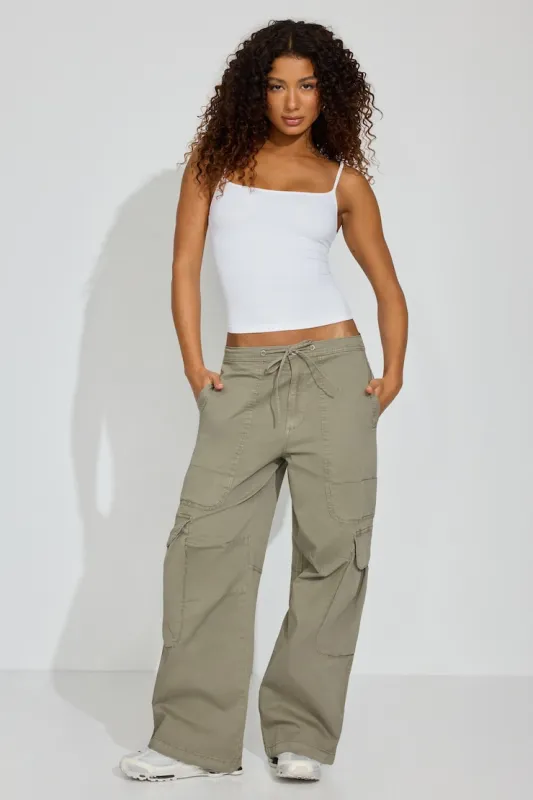 Wide Cargo Pants - Garage - Green - Women Clothing made by Garage