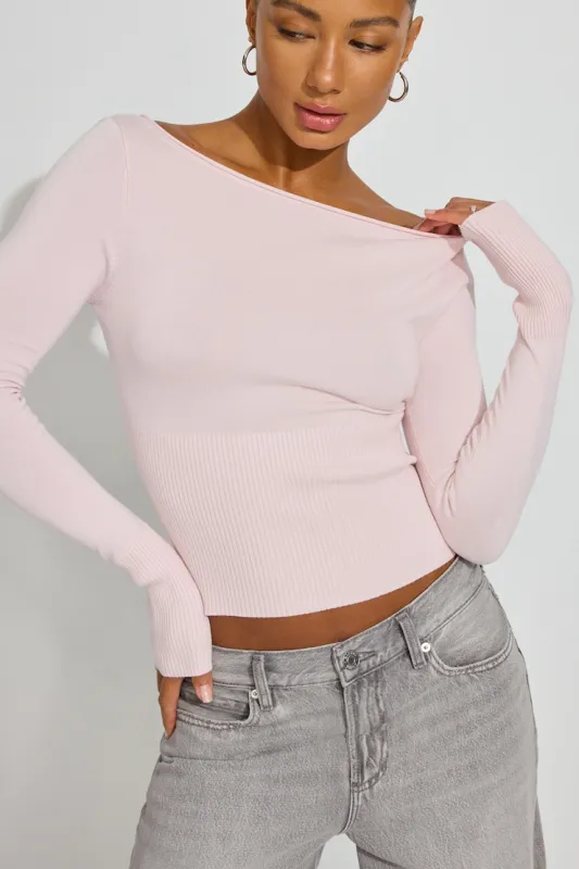 Ryan Fitted Boatneck Sweater - Garage - Pink - Women Clothing made by Garage
