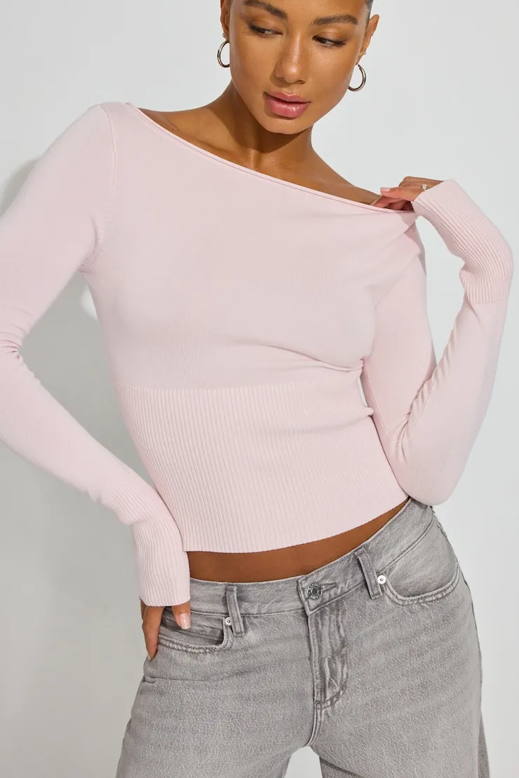 Ryan Fitted Boatneck Sweater - Garage - Pink - Women Clothing sold by Garage