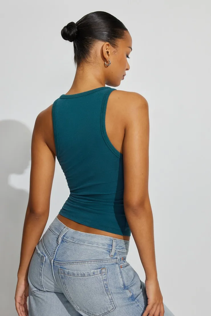 High Neck Cotton Tank Top - Garage - Blue - Women Clothing sold by Garage product image thumbnail 3