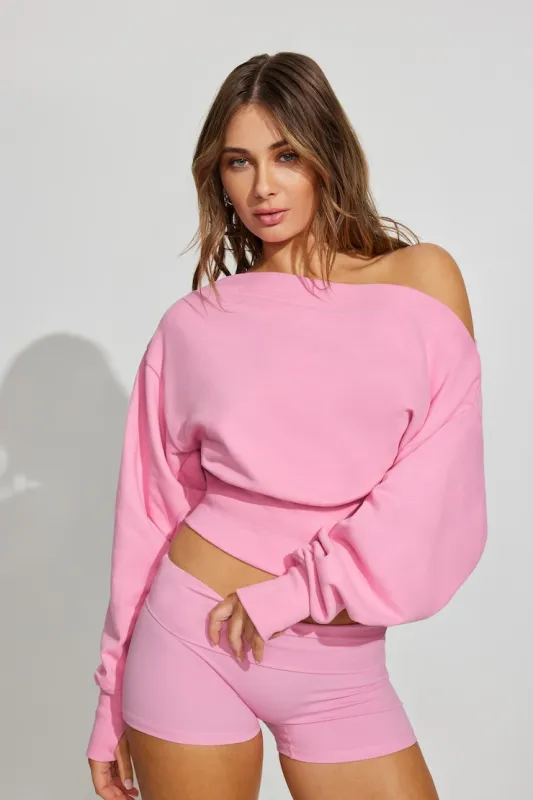SoftTerry™ Rib Off Shoulder Sweater - Garage - Pink - Women Clothing made by Garage