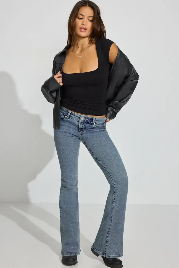 Smooth Open Neck Tee - Garage - Black - Women Clothing sold by Garage product image thumbnail 2