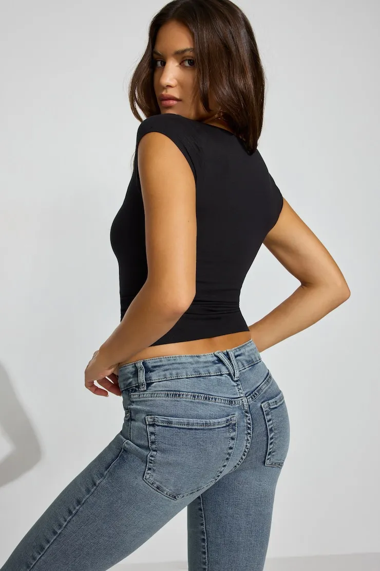 Smooth Open Neck Tee - Garage - Black - Women Clothing sold by Garage product image thumbnail 3