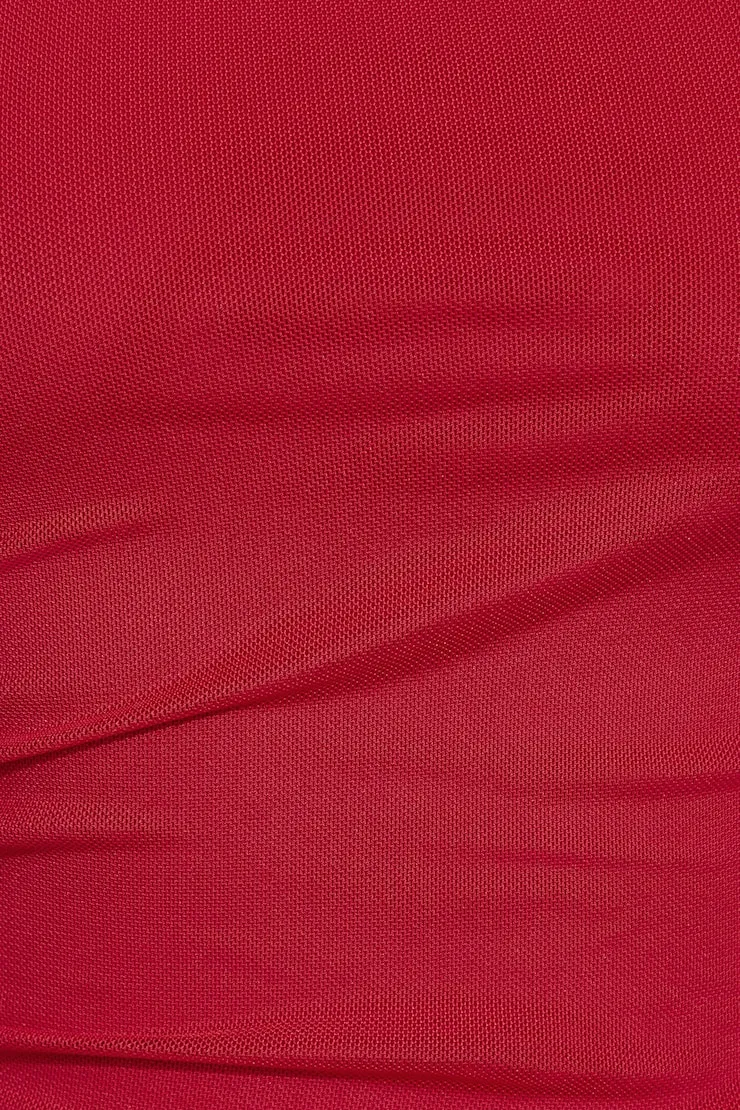 Mesh Ruched Tube Top - Garage - Red - Women Clothing sold by Garage product image thumbnail 4