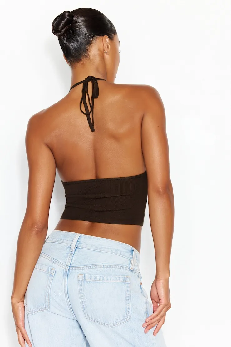 Combo Stitch Halter Top - Garage - Brown - Women Clothing sold by Garage product image thumbnail 3