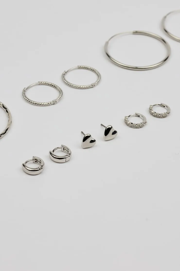 6 Pack of Mini Studs & Thin Hoop Earrings - Garage - Grey - Women Clothing sold by Garage product image thumbnail 4