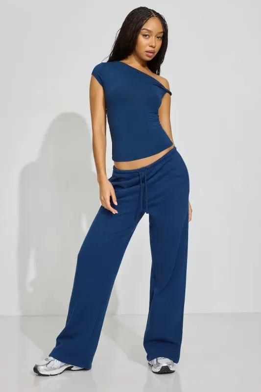 SoftTerry™ Wide Leg Sweatpants - Garage - Navy - Women Clothing made by Garage