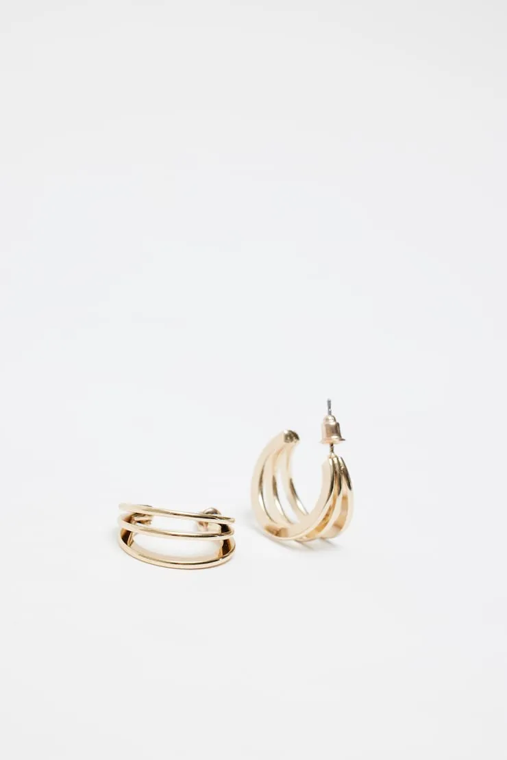 3 Pack Textured Hoop Earrings - Garage - Yellow - Women Clothing sold by Garage product image thumbnail 4