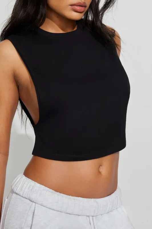 Crewneck Muscle T-Shirt - Garage - Black - Women Clothing made by Garage