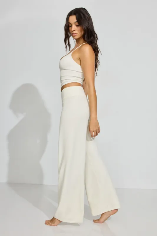 Chenille Low Rise Pants - Garage - Beige - Women Clothing made by Garage