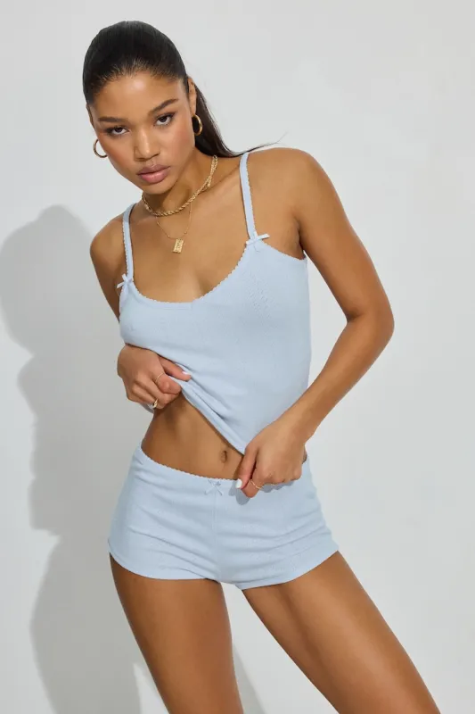 Tiny Pointelle Short - Garage - Blue - Women Clothing made by Garage