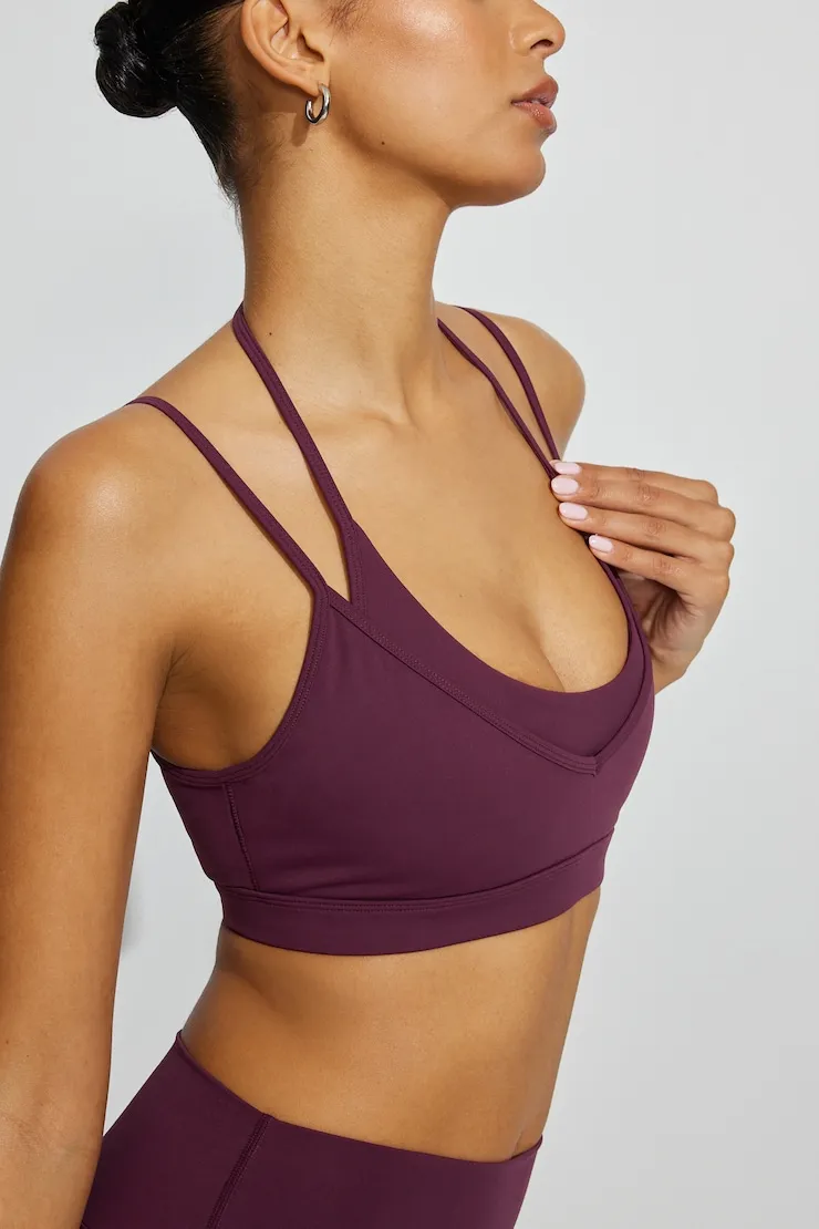 Active Layered Halter Bra - Garage - Burgundy - Women Clothing sold by Garage product image thumbnail 2