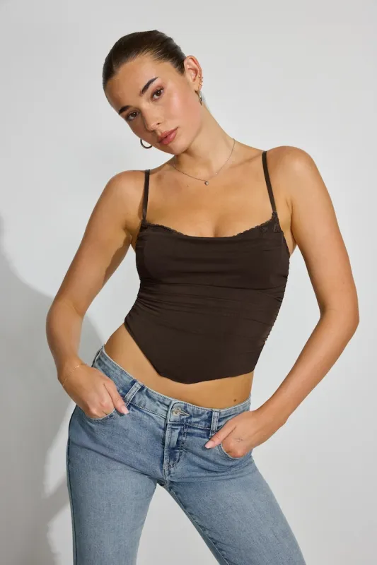 Ally Mesh Peekaboo Bustier - Garage - Brown - Women Clothing made by Garage