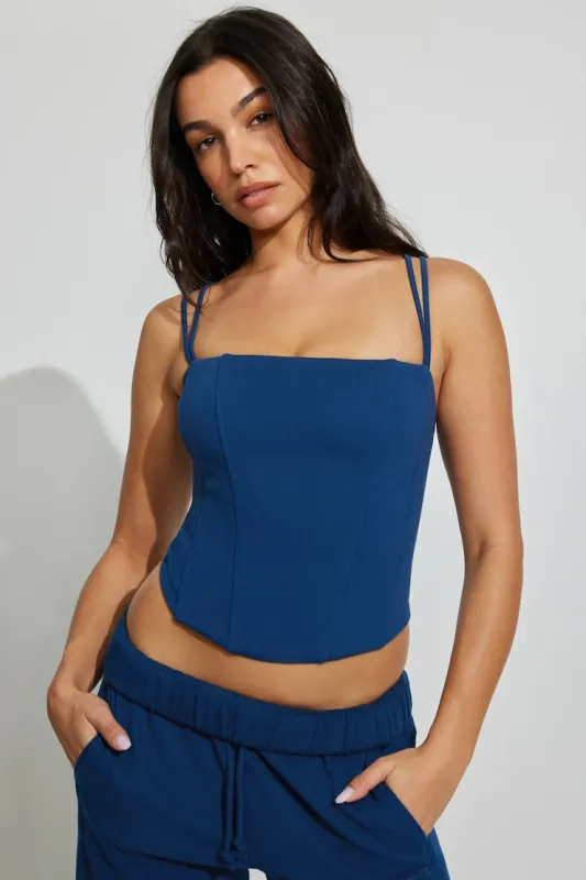Seamed Ponte Bustier Top - Garage - Navy - Women Clothing made by Garage