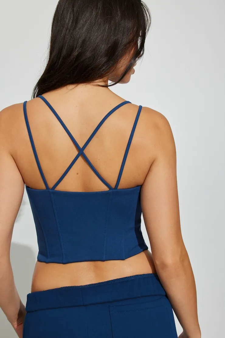 Seamed Ponte Bustier Top - Garage - Navy - Women Clothing sold by Garage product image thumbnail 3