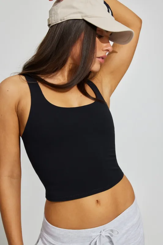 Active Open Neck Tank Top - Garage - Black - Women Clothing made by Garage