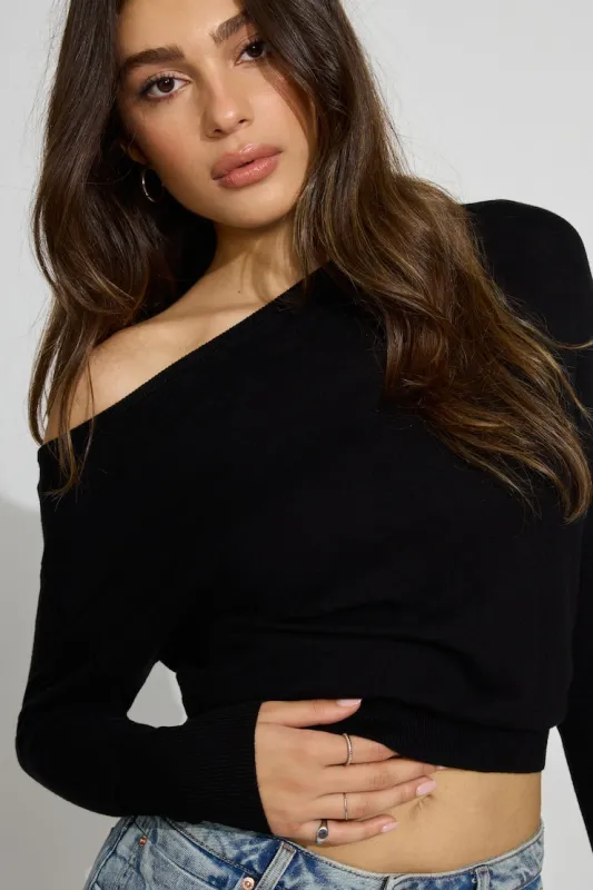 Rae Asymmetric Fine Sweater - Garage - Black - Women Clothing made by Garage