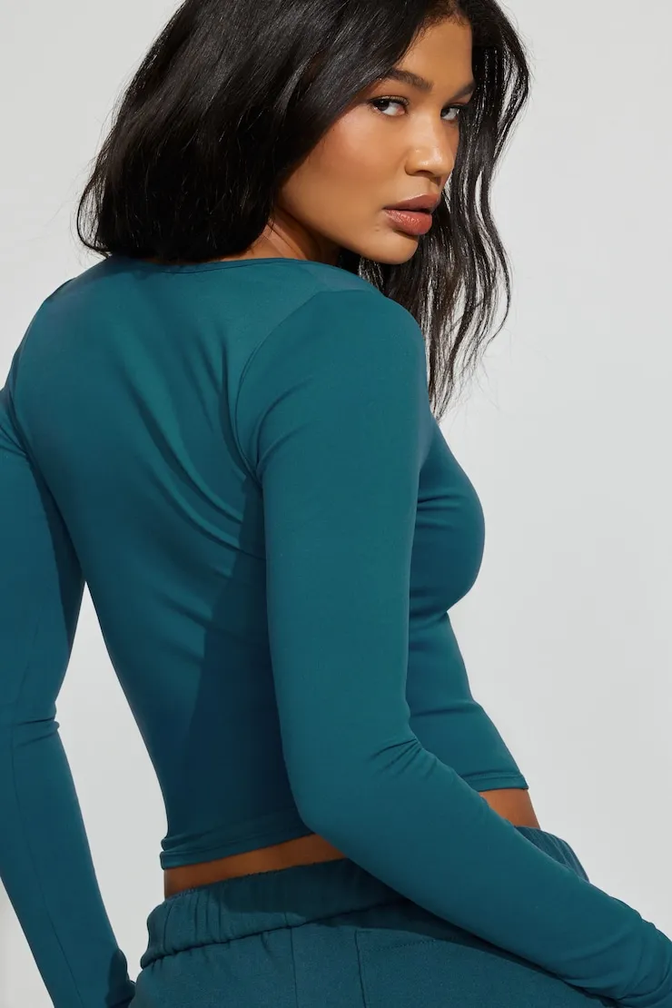 Sleek V-Neck Long Sleeve Top - Garage - Blue - Women Clothing sold by Garage product image thumbnail 3