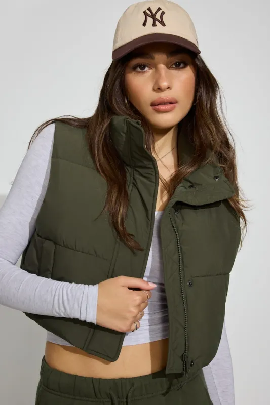 Mini Puff Vest - Garage - Khaki - Women Clothing made by Garage