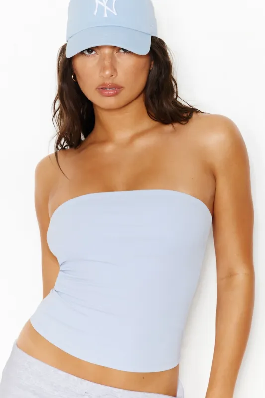 Sleek Longline Tube Top - Garage - Blue - Women Clothing made by Garage