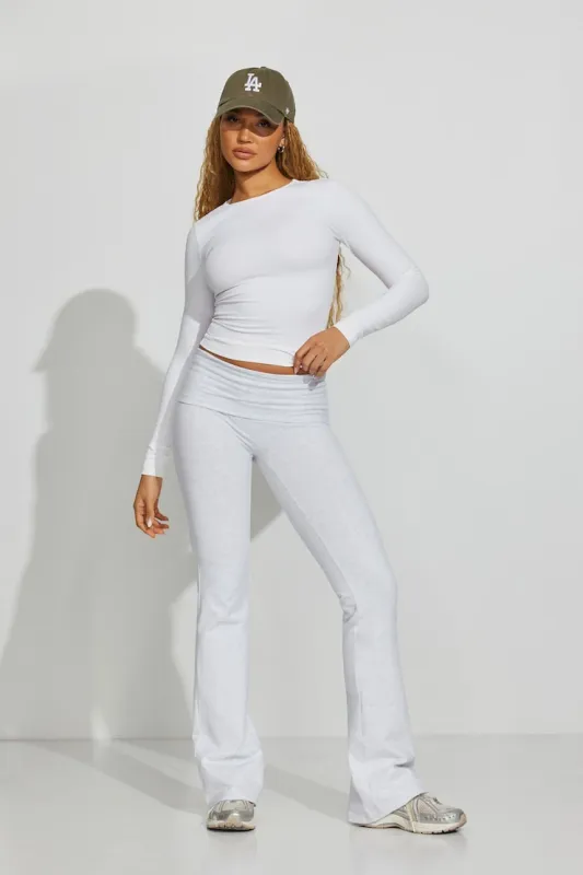 Soft Cotton Fold Over Flare Pants - Garage - Greys - Women Clothing made by Garage