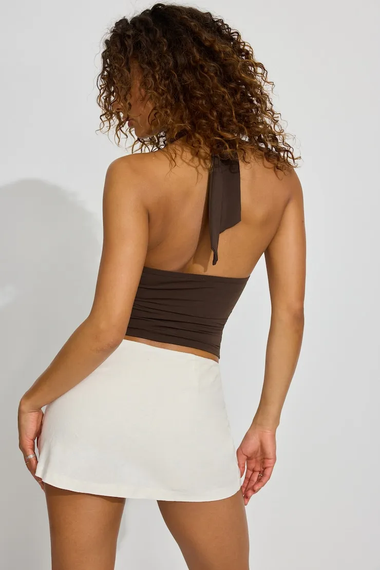 Paris A-Line Linen Micro Skort - Garage - White - Women Clothing sold by Garage product image thumbnail 3