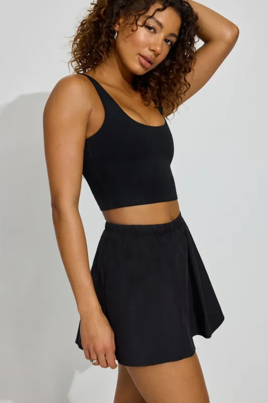 Peyton Poplin Skort - Garage - Black - Women Clothing made by Garage