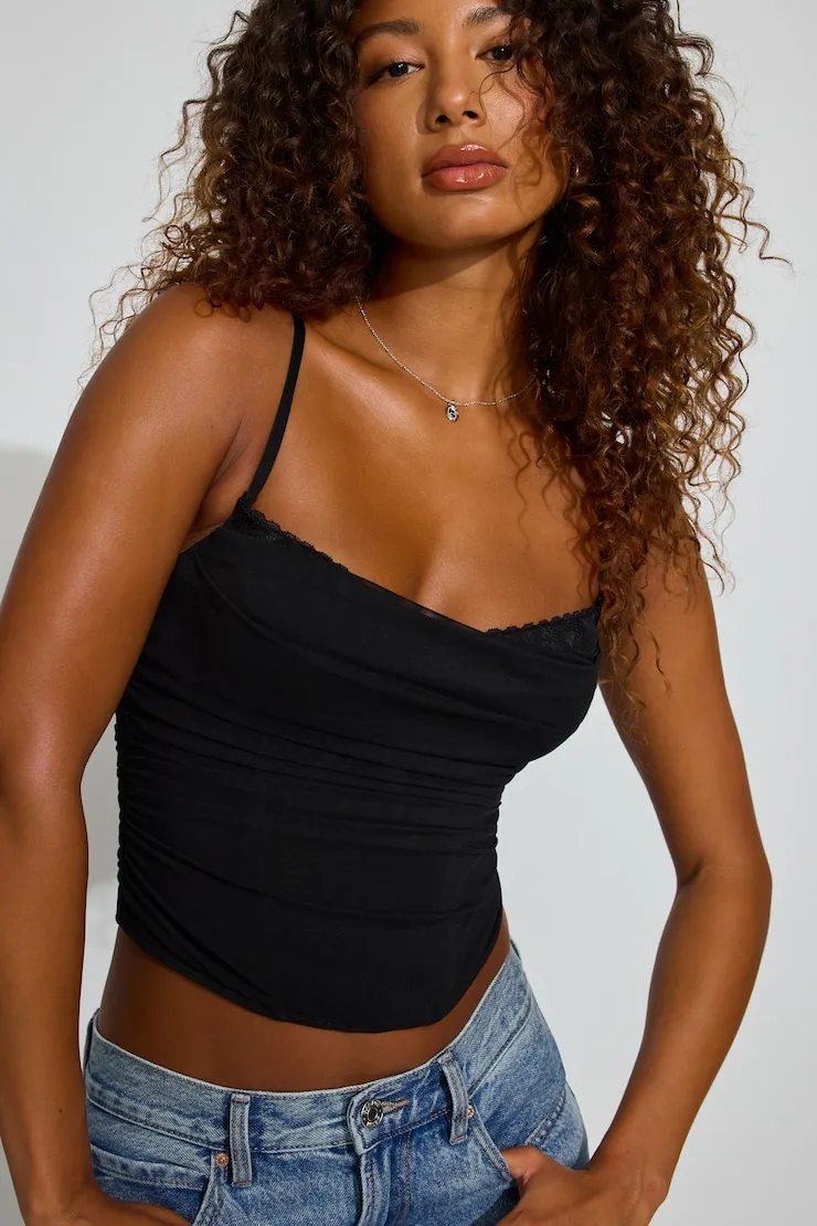 Ally Mesh Peekaboo Bustier - Garage - Black - Women Clothing sold by Garage