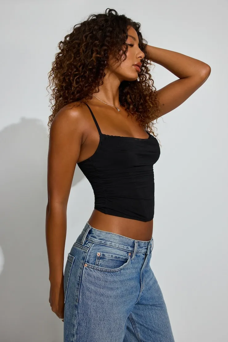 Ally Mesh Peekaboo Bustier - Garage - Black - Women Clothing sold by Garage product image thumbnail 3