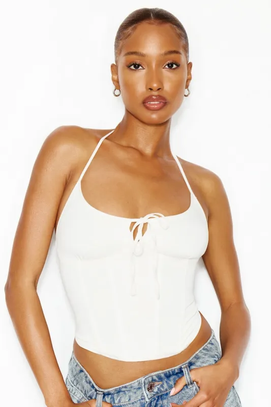 Halter Cami Bustier Top - Garage - White - Women Clothing made by Garage