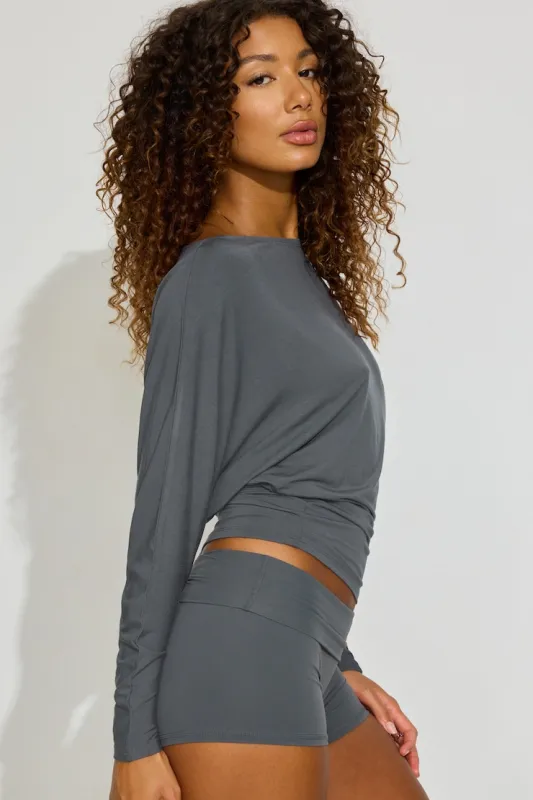 Smooth Dolman Boatneck Top - Garage - Greys - Women Clothing made by Garage