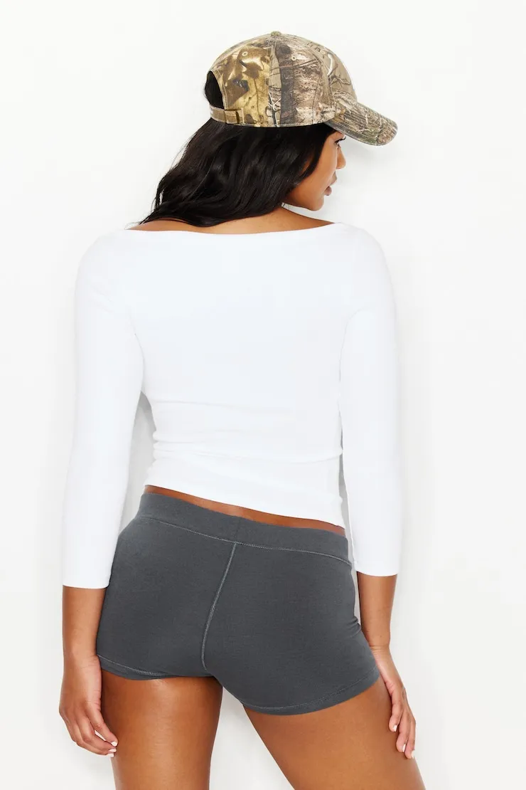 SnatchRib Boatneck 3/4 Sleeve Top - Garage - White - Women Clothing sold by Garage product image thumbnail 3