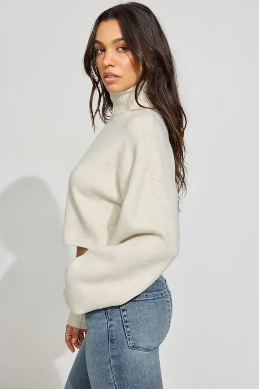 Spongy Cropped Turtleneck - Garage - Beige - Women Clothing made by Garage