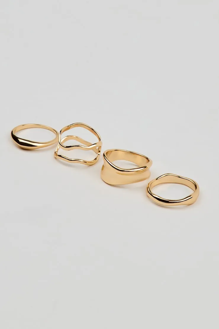 Set of 4 Wavy Minimal Rings - Garage - Yellow - Women Clothing sold by Garage product image thumbnail 2
