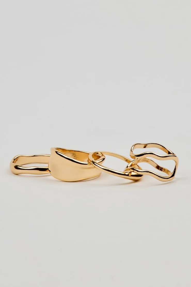 Set of 4 Wavy Minimal Rings - Garage - Yellow - Women Clothing sold by Garage product image thumbnail 3