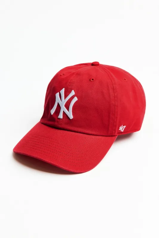 47 BRAND Clean Up Cap - NY - Garage - Red - Women Clothing made by Garage