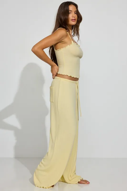 Pointelle Slouchy Pants - Garage - Yellow - Women Clothing made by Garage