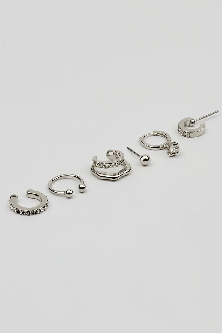 6 Pack Party Cluster Earrings - Garage - Greys - Women Clothing sold by Garage product image thumbnail 2