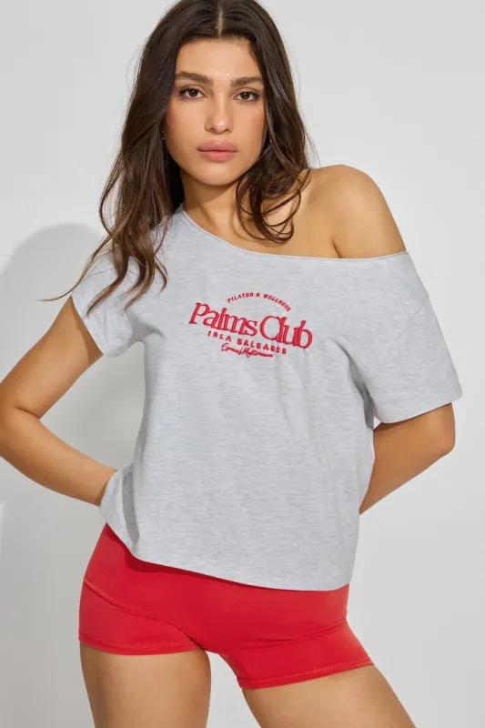 Off Shoulder T Shirt - Garage - Greys - Women Clothing made by Garage