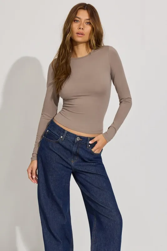 Estelle Long Sleeve T Shirt - Garage - Beige - Women Clothing made by Garage