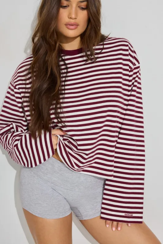 Fluid Long Sleeve Crewneck - Garage - Red - Women Clothing made by Garage