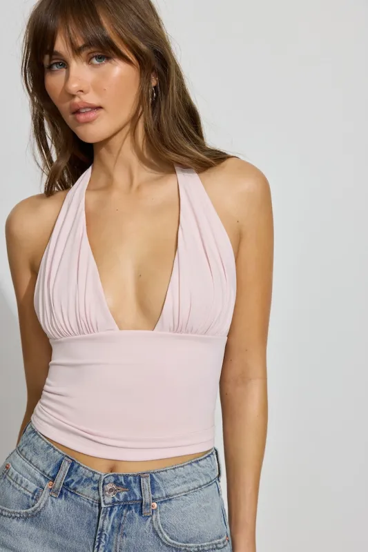Pixie Plunge Halter Top - Garage - Pink - Women Clothing made by Garage